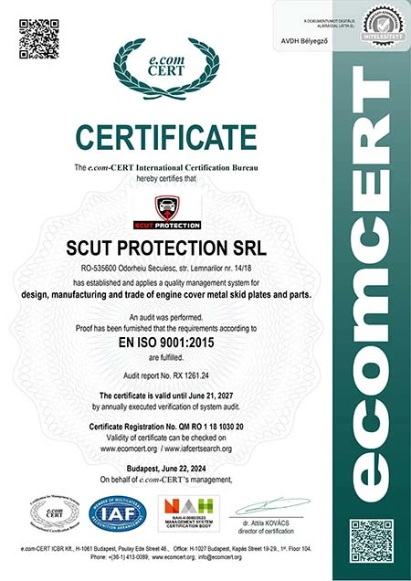 Scut Protection Certificat ISO